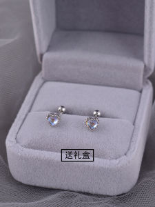 925 Sterling Silver Screw Back Earrings Women Heart Shaped Ear Cuff Moonstone Elegant High End Sensation Fashion Jewelry