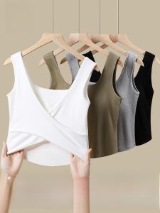 MiiOW | เสื้อกล้ามผู้หญิงเซ็กซี่แขนกุดคอวีลึก ลายผีเสื้อ พร้อมสายรัดชุดชั้นใน สายรัดไหล่กว้าง ป้องกันหน้าอกข้างเดียว