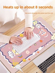 MONLEYTA | Heated Graphene Mousepad Large Size Office Warm Waterproof Odorless For Women High Aesthetic Value Constant Temperature Desk Mat