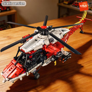 KAVOWORLD 1528PCS High Simulation Coast Rescue Helicopter Building Bricks DIY Puzzle Aircraft Model Birthday Gifts for Children