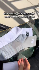 Aiden Sports Socks 3 Pairs Anti‑Bacterial Deodorant Breathable Cotton Sport Socks Sweat‑Absorbing for Running Gym