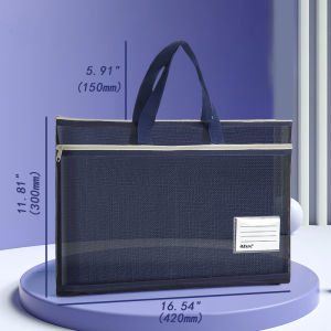 A3 Mesh Tote Bag Art Supply Organizer Bag - XL 42x30cm Portfolio with Clear Front Pocket Wide Handle & Metal Zipper for Sketchbooks Documents Travel Essentials