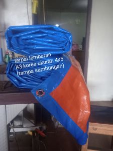 promo terpal lembaran uk 4x5 tipe A3 korea tampa di sambung di jamin tidak bocor dan kuat cocok buat tenda warung dan jemur padi.warna biru orec.