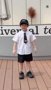 Set sơ mi 3CT cho bé trai áo tay ngắn phối cà vạt kèm quần short size 11kg tới 28kg BERNIE H0326B45