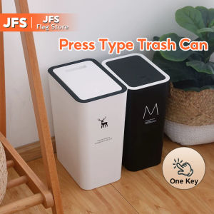 JFS 15L Nordic Trash Can with Cover Large Press-type Trash Bin Rectangular Garbage Bin for Kitchen