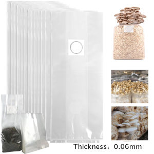 10pcs PP Mushroom Spawn Bags High Temp Resistant Filter Easy Mycelium Cultivation Fungus Planting Ventilate Bags Garden Supplies