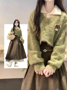 XUECAIQI | Vintage Bohemian Winter Outfit Knitted Set