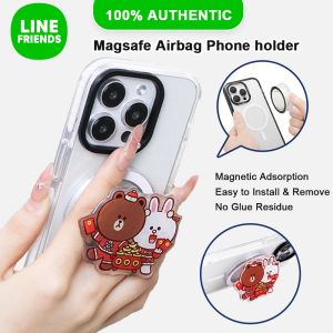 (Magsafe)100% Authentic Line Firends Magnetic Ring Holder Phone Ring Grip Anti-Slip and Anti-Drop Mobile Phone Holder Stand for Smartphone Brown Cony DT15RX32