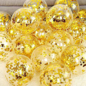 100 PCs Transparent Golden Sequins Balloon Wedding Romantic Decoration Wedding Room Scene Birthday Party 20 PCs Bright Gold