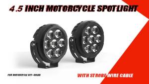 HL 4.5Inch Motorcycle LED Spot Work Light IP68 White/Amber Strobe Flashing Auxiliary Driving Lamp for Motorbike 4x4 off-road use