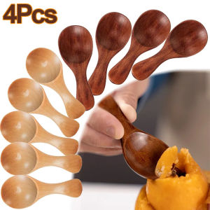 Mini Short Handle Wooden Spoon Spice Condiment Sugar Honey Coffee Spoon Scoops Kitchen Tableware Teaspoon