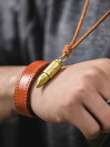 MADENGFUSHU | Retro Brass Shark Head Bullet Necklace Pendant