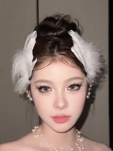 Klip Bulu Mutiara Angsa Putih Sederhana Gaya Korea - Klip Samping Putri Balet - Klip Duckbill Mutiara Besar - Murni Buatan Tangan