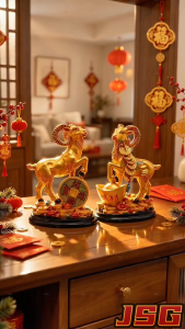 2027 Year of the Goat Lucky Wealth Ornament for Home Office Decor Feng Shui Money Sheep Statue