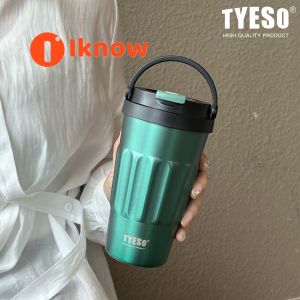 I know TYESO Portable 304 Stainless Steel Insulated Coffee Cup with Handle - High-Quality Outdoor Travel Mug for Car Use and Daily Life