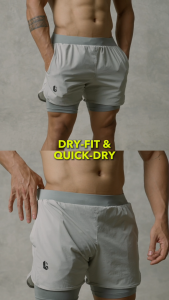 Lockerwear Celana Pendek Olahraga Legging Baselayer Manset 2in1 Pria Running Gym Sport Short Pants