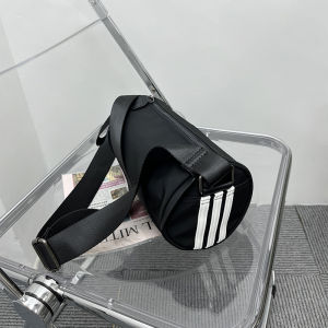 Waterproof Oxford Cloth Sporty Casual Three-Striped Cylinder Bag Wide Strap High-End Feel Crossbody Bag for Women New Style Versatile Single Shoulder