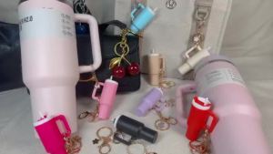 8/16 Pcs Mini Tumbler Keychain Colorful Tumbler Lip Balm Holder with Removable Lids Portable Cup Keychain for Bag Key Decoration