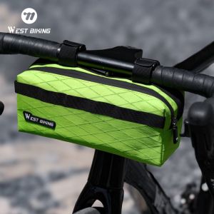 WEST BIKING กระเป๋าติดจักรยานกันน้ำ2L จักรยานด้านหน้ามีสีสันแพ็คความจุขนาดใหญ่กระเป๋าเก็บของหน้าขี่จักรยานสำหรับสายใช้ในจักรยาน MTB จักรยานเสือภูเขา