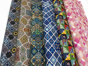 Pure Cotton Printed Patchwork Fabric for DIY Handmade Doll Clothes And Accessories 1 Meter Geometric Pattern European Style