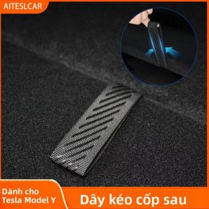 Tesla Model Y Phía Sau Thân Dây Dây Rút Đuôi Hộp Đựng Tay Cầm Dây Kéo Nylon Xe Người Tổ Chức Phụ Kiện Cho 2021-2024 Mô Hình