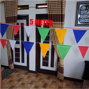 bendera segitiga bendera merah putih renceng panjang 5 meter terlaris