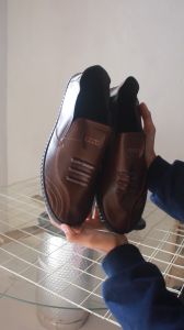 leedoo Sepatu Kulit Pu Pria Kerja Slip On Casual Shoes Cokelat