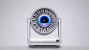 GAIATOP Portable Folding Desk Fan - 100 Speeds 18H Battery w/ LCD & RGB Lights | Quiet 10W Personal Cooling Fan for Office Dorm Outdoor (6000MahType-C 5V)​