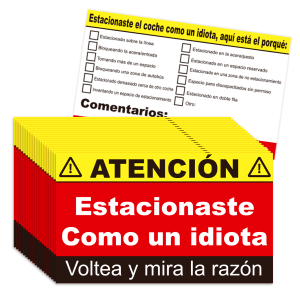 100 pcs Spanish Parking Violation Cards - Unauthorized Parking Reminder No License Zone Alert with Pre-Printed Message.