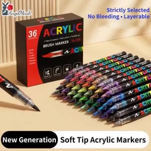 12-168 Colors Acrylic Paint Pen Marker Brush Tip Paint Marker For Rock Painting Wood Canvas Stone Christmas Gift DIY Craft