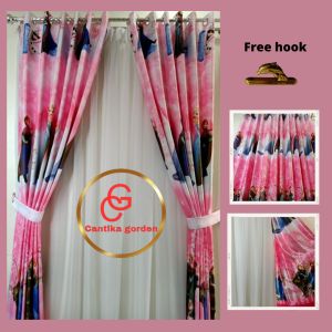 Gorden blackout import karakter gordeng kamar anak perempuan tirai jendela pintu panjang 220cm Lebar 135cm pink tebal mewah premium