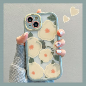 Cute Green Frame Flower Cream Shell Phone Case for  15Promax Huawei Honor Oppo Xiaomi Vivo Redmi Xs Transparent Xr Oil Painting Style Womens Protective Cover