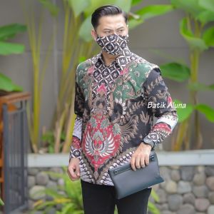 BAJU BATIK PRIA KEKINIAN batik pria untuk pesta pernikahan baju batik aluna Baju Batik Pria Lengan Panjang Premium Aluna PCW 029