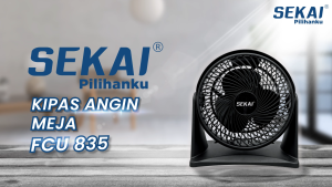 Sekai Kipas Angin Meja / Sirkulasi FCU 835 - Hemat Listrik dan 3 Pengatur Kecepatan - Black Red White