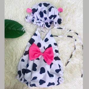 บอดี้สูทลูกสาว ผูกคอโชว์หลัง แรกเกิด-10 กิโลกรัม ฟรีหมวก