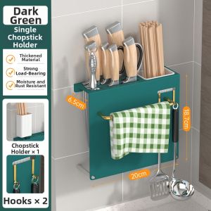 Stainless Steel Wall-Mounted No-Drilling Knife and Chopsticks Holder