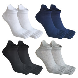 Man Ankle Five Finger Socks Solid Cotton Mesh Sweat-Absorbing Breathable Deodorant Casual Soft Elastic Sport Fitness Toe Socks