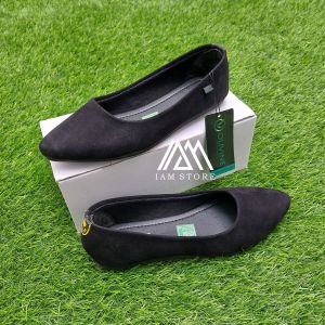 Flatshoes Beludru Wanita Polos Hitam Sepatu Polos Hitam Kerja Olivine-BPH