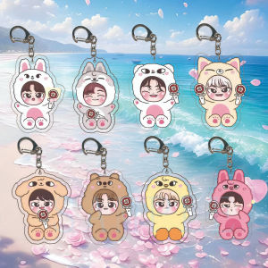 8Pcs Stray Kids Anime Acrylic KPOP Keychain Accessaries Cartoon Pendant Cute Creative Bag Charm Car Keyring Friends Fans Gifts