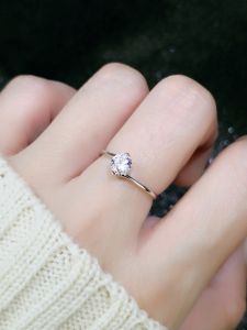 Japanese and Korean Artificial Carat Fake Diamond Ring 40 Points Zircon Personality Ins Trendy Fashion All-Matching Marriage Proposal Ring for Women