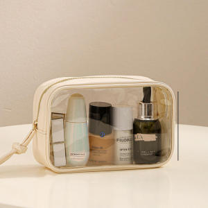 กระเป๋าใส่อุปกรณ์แต่งหน้าแบบใส PVC กระเป๋าใส่อุปกรณ์อาบน้ำอเนกประสงค์ ชุดเดินทางแบบพกพา ความจุขนาดใหญ่ ป้องกันฝุ่น กระเป๋าจัดระเบียบแบบใส