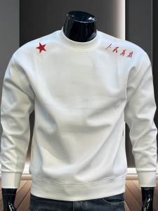 เสื้อฮู้ดคอกลมแขนยาวลำลองสำหรับผู้ชาย ฤดูใบไม้ร่วง/ฤดูหนาว 2025 แฟชั่นใหม่ ไซส์ใหญ่ ลำลอง คอกลม แขนยาว ผ้าขนแกะ ผ้าฝ้าย