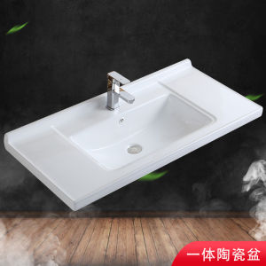 Semi-Embedded Ceramic One-Piece Bathroom Washbasin 48 Wide Bathroom Cabinet Handwashing Basin Single Basin Bathroom Furniture