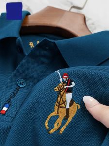 ROMON | Lormen Mens Short Sleeve Polo Shirt Summer Thin Ice Silk Business Casual Embroidered With Collar Top Pure Cotton T-shirt