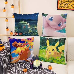 Bandai | Pokemon Charmander Anime Plush Pillow Cover Soft Short Plush Cushion Cover For Sofa Bedroom Living Room Home Decor Gift