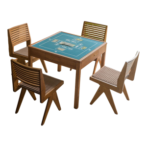 Scandinavian Style Bamboo Mahjong Table with Egg Patterned Design Versatile Home Use Small Size Chess Board Table for Dining and Gaming