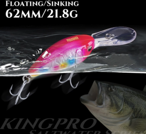 Kingpro thương hiệu kingpro OC-62 Crankbait lớn 62 cm/21.8g mồi câu nhân tạo mồi câu cá giống như thật mồi cứng nhựa được trang bị móc biển thích hợp cho nước ngọt và câu cá nước mặn cho cá vược và cá hồi là một bộ mồi câu lớn sát thủ.
