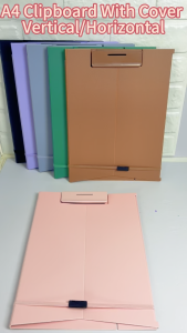 Covered A4 Writing Clipboard Vertical Horizontal Standable folder Upright Paper Storage Board School