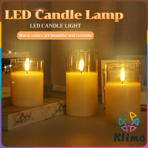 Klimo LED Electronic Candle Glass Cup Candles for Wedding Party Christmas
