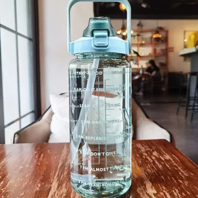 Bình Nước Có Ống Hút Di Động 2L Dành Cho Người Lớn Cốc Nhựa Lớn Chất Lượng Cao Có Vạch Đánh Dấu Thời Gian Lý Tưởng Cho Thể Thao Ngoài Trời Và Tập Luyện Thể Dục.